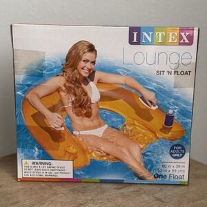 Intex Lounge Sit And Float Orange‎ 2 Cup Holders New In The Box